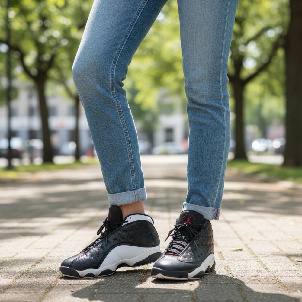 Jordan Black and White Leather Sneakers
